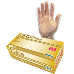 RONCO Poly Clear Disposable Glove Powder Free Medium 500x20
